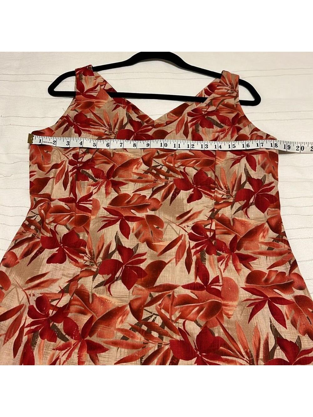 Studio Ease Linen Blend Tropical Floral Shift Dress Coral Red Size 10 - Picture 3 of 5